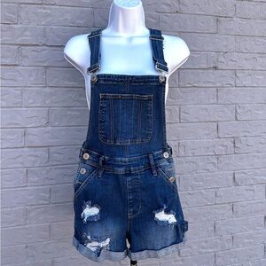 Denim Distressed Overalls